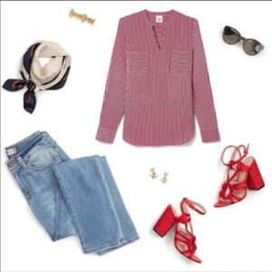 CAbi Franklin Blouse Stripe Long Sleeve Top‎